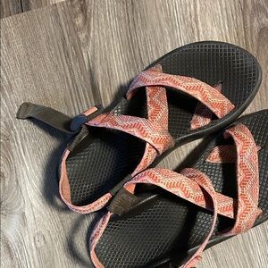 Coral and Brown Chacos